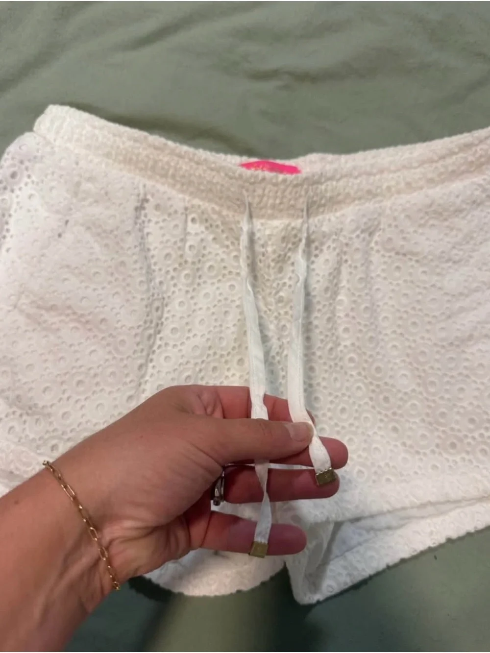 Lilly Pulitzer White Eyelet Shorts with Drawstring